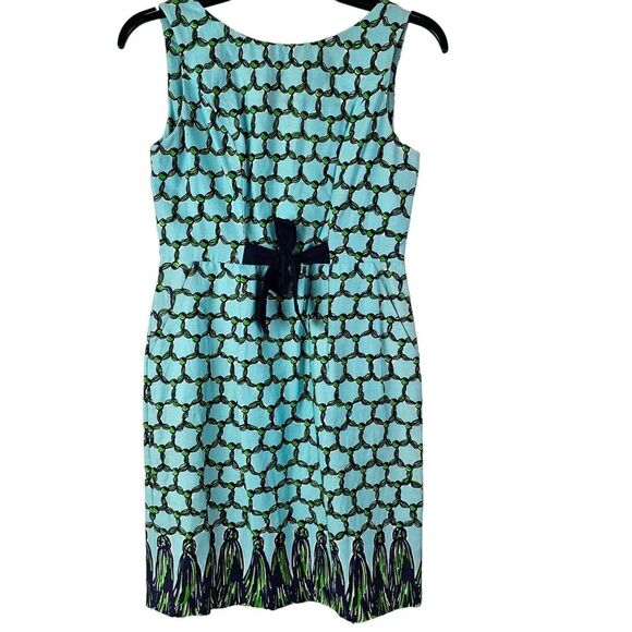 Lilly Pulitzer‎ Evie Green Shift Dress Size 2 Sleeveless Bow Front - Picture 1 of 8
